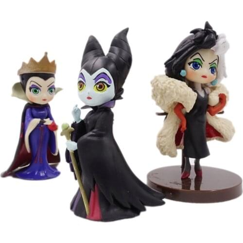 Disney Q Posket Set Descendants 2 Petit Villains Maleficent Cruella de Vil Queen Action Figure Toys 3 Pcs/lot Christmas Gifts
