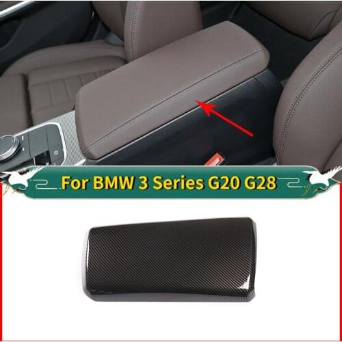 For BMW 3 Series G20 G28 320li 2019-2020 ABS Carbon Fiber Texture Car Center Armrest Box Protection Cover Trim Auto Accessories