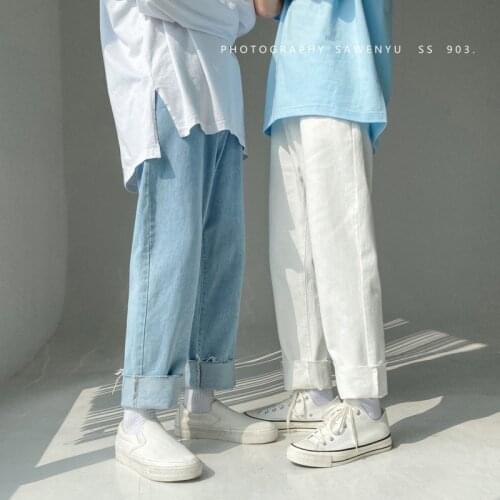 Spring Summer Wide-leg Jeans Mens Fashion Retro Harajuku Jeans Men Streetwear Korean Loose Hip-hop Straight Denim Trousers Mens