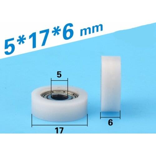 [F0517-6]free shipping 10PCS minisize flat type roller wheel roller 5*17*6 bearing pom pulley roller