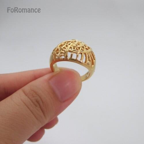 FoRomance YELLOW GOLD PLATED HIGH QUALITY LINES MIXED CARVED GREAT DESIGN RING SZ6 6.5