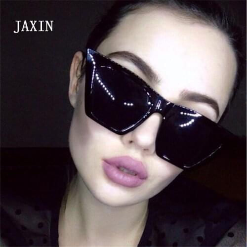JAXIN Fashion oversized box sunglasses women retro large size sunglasses men transparent box trend handsome glasses UV400gafa