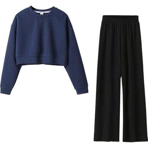 Childrens Clothes 2-piece Set Of Girls' Suit Autumn Clothing 2021 New Kids Short Sweater + Wide-leg Pants Teen Kids Sports Suit