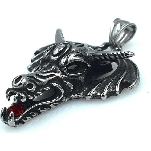 316L Stainless Steel Pendant Dragon Head Shape Necklace Pendant For DIY Car Bag Belt Trinkets Jewelry Accessories Wholesale