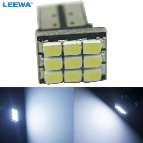 LEEWA 50pcs Car DC12V T10/194/168 Wedge 1206 SMD 9LED White Light Car LED Lamp Bulb #CA4638