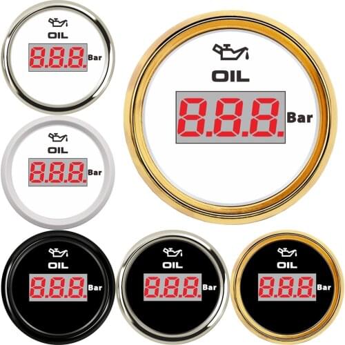 Oil Pressure Gauge 52MM Gauge for Auto Boat Yacht Oil Pressure Meter with 7 Color Backlight Digital Pressure Gauge
