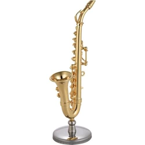Miniature Alto Saxophone Delicate Gold Plated Mini Instrument Ornament With Case Home Decoration