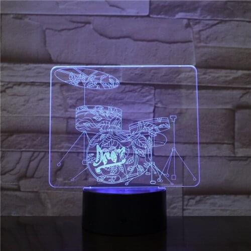 7 Colors Night Light Touch Switch 3D Art Drum Modelling Led Music Atmosphere Table Lamp Usb Room Decor Lighting Gift 2489