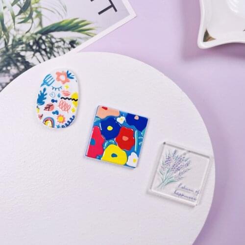 New Acrylic oil painting style Restoring ancient ways printed earrings DIY jewelry gift