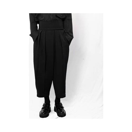 Philosophy style new style Yamamoto style casual pants nine minutes dark harem pants loose magic paste waist