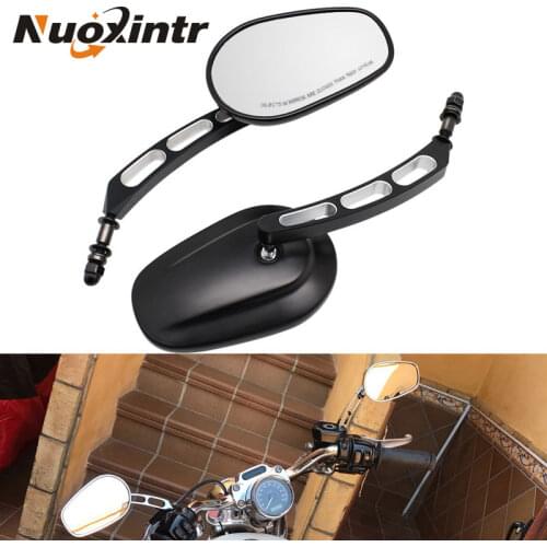 Nuoxintr Black 8mm 1 Pair Motorcycle Mirrors Side Rearview Mirror Aluminum Moto Motorcycle Mirror for Universal Harley Davidson