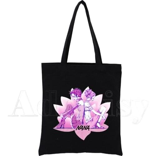 Nana Anime Simple Women Package Elegant Canvas Bag Handbags Shoulder Bags Casual Shopping Girls Handbag Black