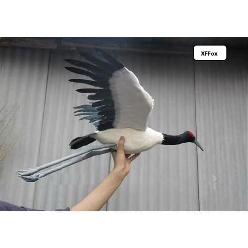 Real life Red-crowned crane bird model foam&feather vivid wings Red-crowned crane doll gift about 45x80cm xf0943