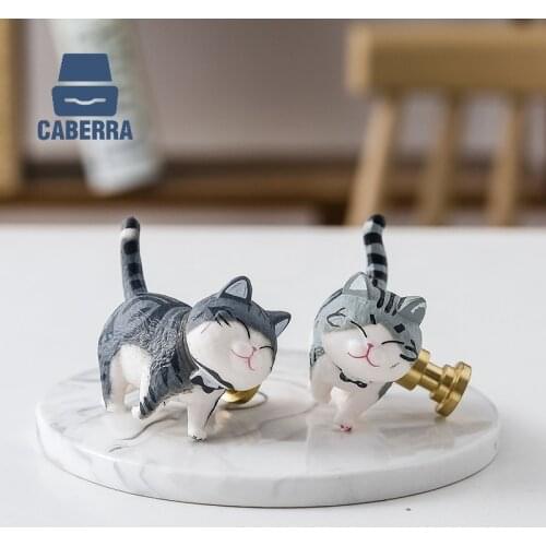 Cat-shaped Drawer Knobs Wall Hooks Brass Dresser Knobs Mystery Boxes Handles for Cabinets and Drawers Rein Childrens Room Deco