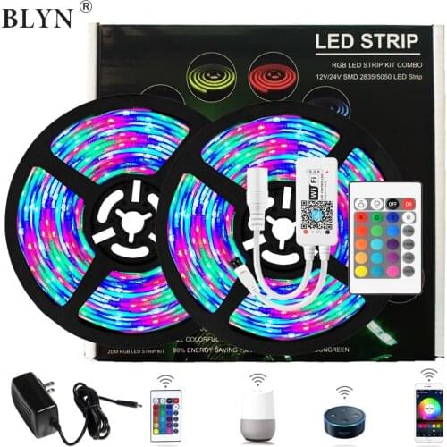 10m 600led smd2835 rgb wifi led strip lights work with Alexa Google home music sync no waterproof smart strips 12V adapter