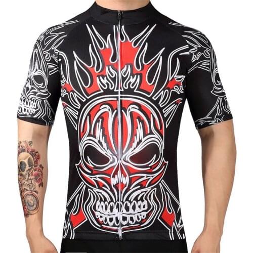 Weimostar 2017 Fire Skull Cycling Jersey Men Short Sleeve Cycling Clothing Pro Team Racing mtb Road Bike Jersey Bicycle Clothes