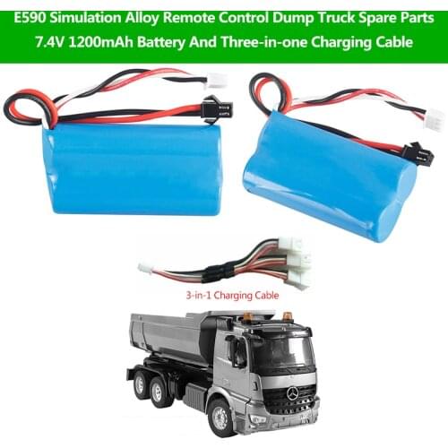E590 Simulation Alloy16-CH RC Dump Truck Spare Parts 7.4V 1200mAh 30Mins Duration Battery For E590 Electric Remote Control Truck
