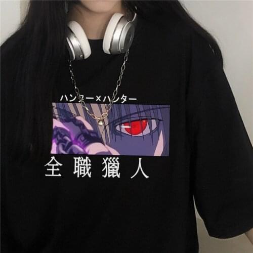 Unique Hunter X Hunter Kurapika Womens T shirt Devil Eyes Printing Harajuku Tops Tee Loose Summer Anime Kawaii T-shirt Female