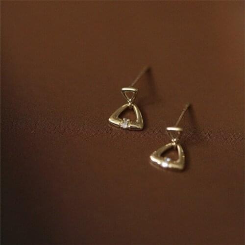 Liemjee Elegant S925 Silver Zircon Geometric Triangle Earrings Fashion Jewelry For Women Luxury Namour Charm Gift All Seasons