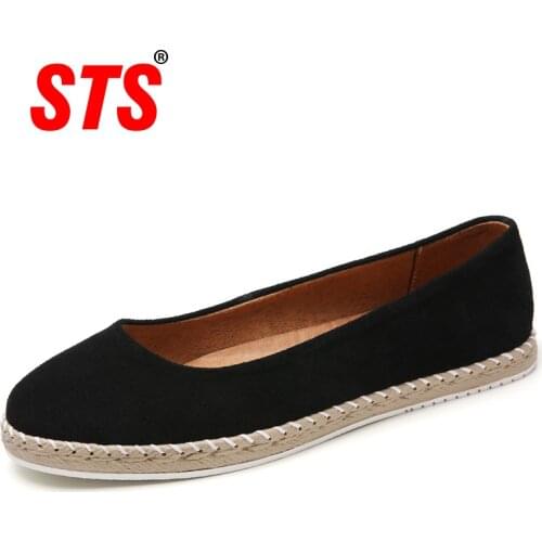 STS Brand Spring Women Flats Sneakers Ballet Flats Leather Suede Round Toe Shoes Laides Casual Mocassins Loafers Shoes for Woman