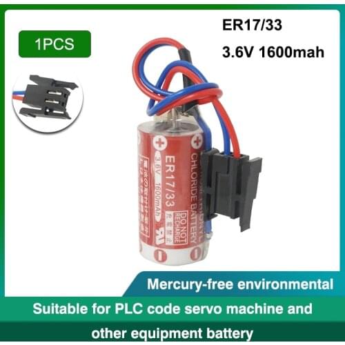 1pcs Battery For Maxell ER17/33 3.6V 1600mAh 2/3A 17330 PLC Lithium Batteries with Black plug