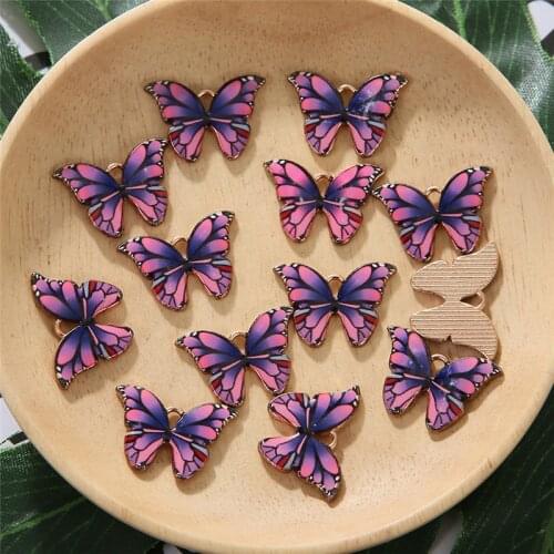 10PCS/pack Cute Enamel Butterfly Charms Pendant Colorful Animals Charms For Women Men DIY Necklace Bracelet Jewelry Accessories