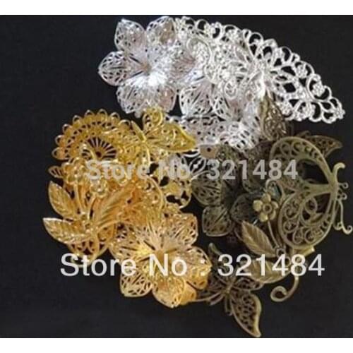 200piece mixed size and mixed shape Mixed Colors Filigree Wrap Flower Beads Jewelry DIY Findings Accessories