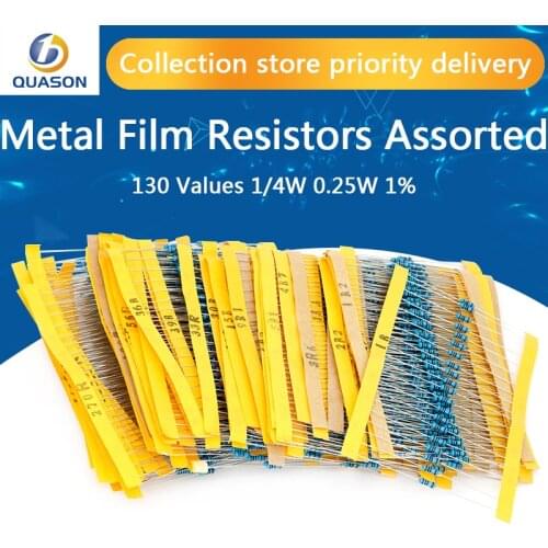 2600pcs 130 Values 1/4W 0.25W 1% Metal Film Resistors Assorted Pack Kit Set Lot Resistors Assortment Kits Fixed capacitors