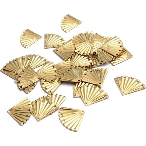 30pcs Raw Brass 19x14mm Mini Fan Shaped Charm Connector With 5 holes For DIY Jewelry Findings Making Supplies