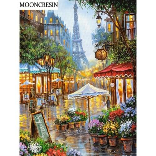 5D Diy Diamond Painting Street View and Paris Tower Pictures Of Rhinestones Cross Stitch Diamond Embroidery Stickers Wall Decor