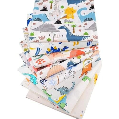 8 PCS (50*50cm)100% Cotton Fabric Kit Twill Cloth Patchwork Sewing Dinosaur Series 8 pieces Floral Printed Cloth Sewing Quilting