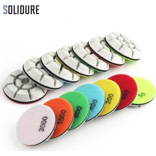 3" Diamond Polishing Pad 7 PCS/SET Floor Grinding Renovate Concrete Sanding Disc Tool Diamond Polishing Resin