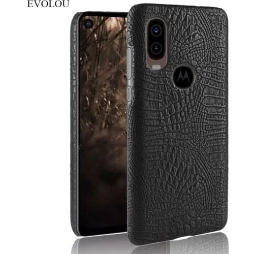 Luxury Crocodile Leather Pattern Phone Case for Motorola One Vision Hard back cover for Motorola Moto One Vision Cases Skin