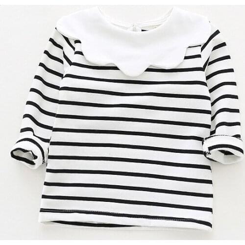 Kids Girls Cotton T-Shirt For Children Fashion Striped Clothes Spring Infant Costume Kids Baby Bottoming Top Shirt Garment