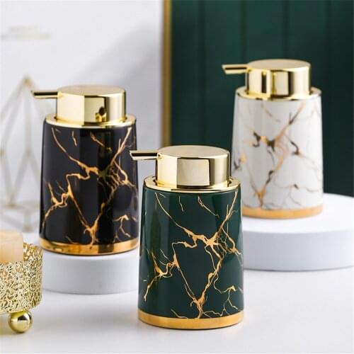 400ml Ceramic Soap Dispenser Bathroom Hand Sanitizer Dispensing Bottle Shower Gel Shampoo Mousse Foaming Empty Refill Sub-bottle