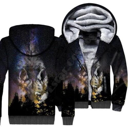Wolf Animal 3D Printed Fleece Zipper Hoodies Men Women Winter Warm double plus velvet jacket cosplay costumes 08