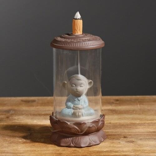 Purple Sand Acrylic Windshield Qi Tian Dasheng Monkey King Smoke Backflow Incense Burner Creative Animal Bee Puppy Home Decor