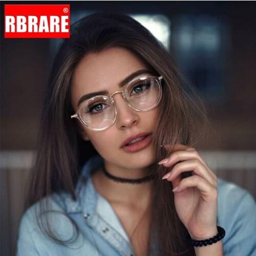RBRARE Retro Round Glasses Frame Women Clear Lens Glasses Women Anti-Blue Light Eyeglasses Frame Women Lentes De Lectura Hombre