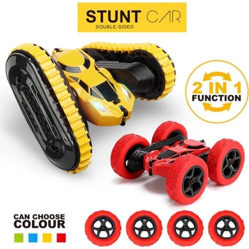 Remote Control Car 2 in 1 Tire Switching RC Stunt Cars 4WD 2.4Ghz Double Sided Rotating Vehicles 360° Flips, Kids Toy Trucks