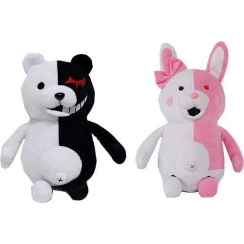 25CM Dangan Ronpa Super Danganronpa 2 Monokuma Black & White Bear Plush Toy Soft Stuffed Animal Dolls Birthday Gift for Children