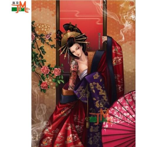Diamond Painting Japanese Geisha Full Drill Square DIY Diamond Embroidery Cross Stitch Anime Woman Mosaic Classical Beauty Decor