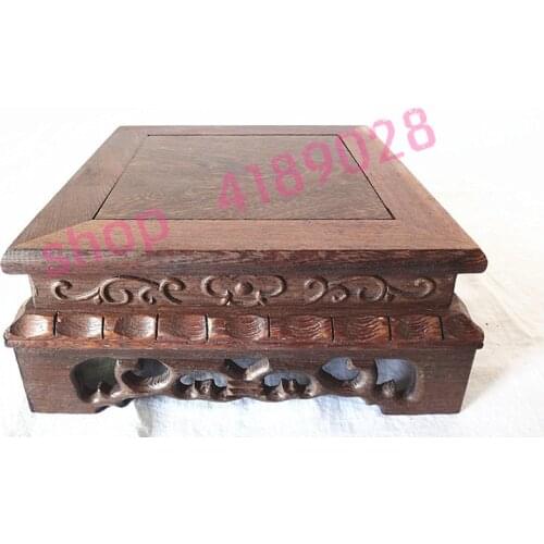 Natural chicken wing wood, square base, solid wood carving, household ornaments / crafts pendulum rack