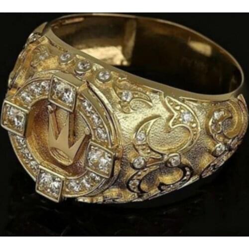 2021 New Designer Noble Crown Rings For Women Men Vintage Gold Color Zircon Female Male Jewelry Birthday Party Gifts