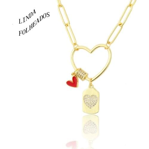 2021 New Design Gold Filled Heart Pendant For Women Chain Necklace Top Quality Copper Zircon Jewelry Party Wedding Gifts