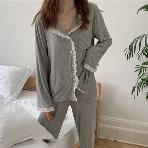 2020 Autumn Women Pajamas Sets Cotton Fresh Style Sleepwear Set O-Neck Pyjamas Female Pijamas Female Casual Homewear Mujer pjs