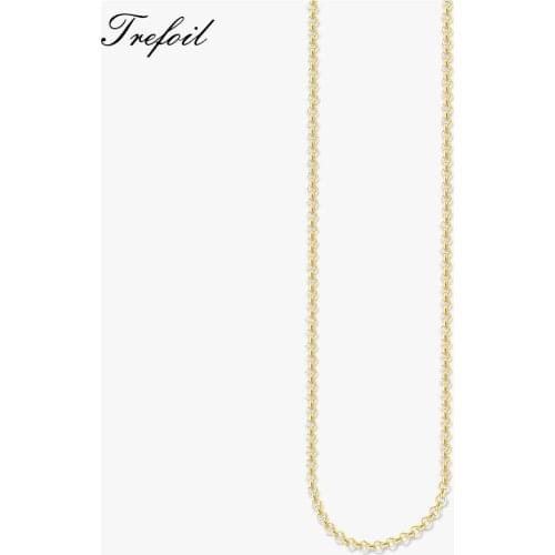 Round Belcher Gold Color Chain Necklace,2018 New Fashion Jewelry Classic Basic Accessories 925 Sterling Silver Gift For Women