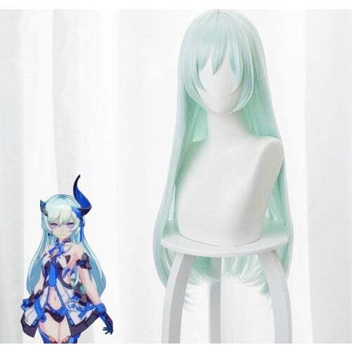 Game Honkai Impact 3 Cosplay Liliya Olenyeva Mint Green 80 cm Heat Resistant Synthetic Long Hair Halloween Wig + Wig Cap