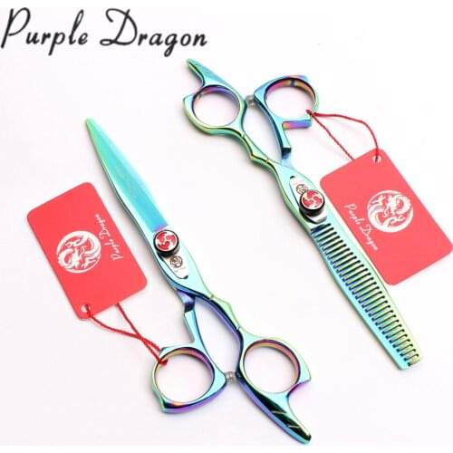 6" 17.5cm 440C Purple Dragon Multi-Color Professional Hairdressing Scissors Cutting Shears Thinning Scissors Hair Scissors Z9017
