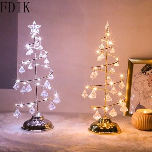 Christmas Decoration Desk Lamp Net Red Christmas Tree Ornaments Home Decor Mini Desktop Tree Lights Ins Diy Lighting Fixture New