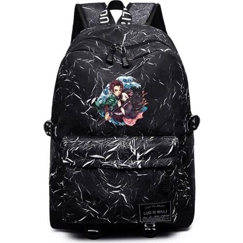 Anime Demon Slayer Student Backpack Unisex Casual High Quality Fabric Schoolbag Packsack Mochila Teenger Travel Laptop Bag